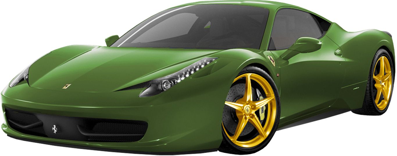 Green ferrari car PNG image    图片编号:10645