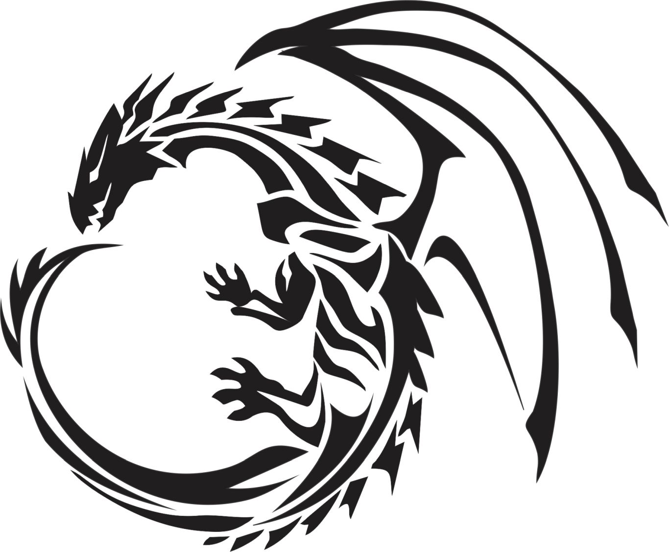 Black tattoo dragon PNG images    图片编号:981