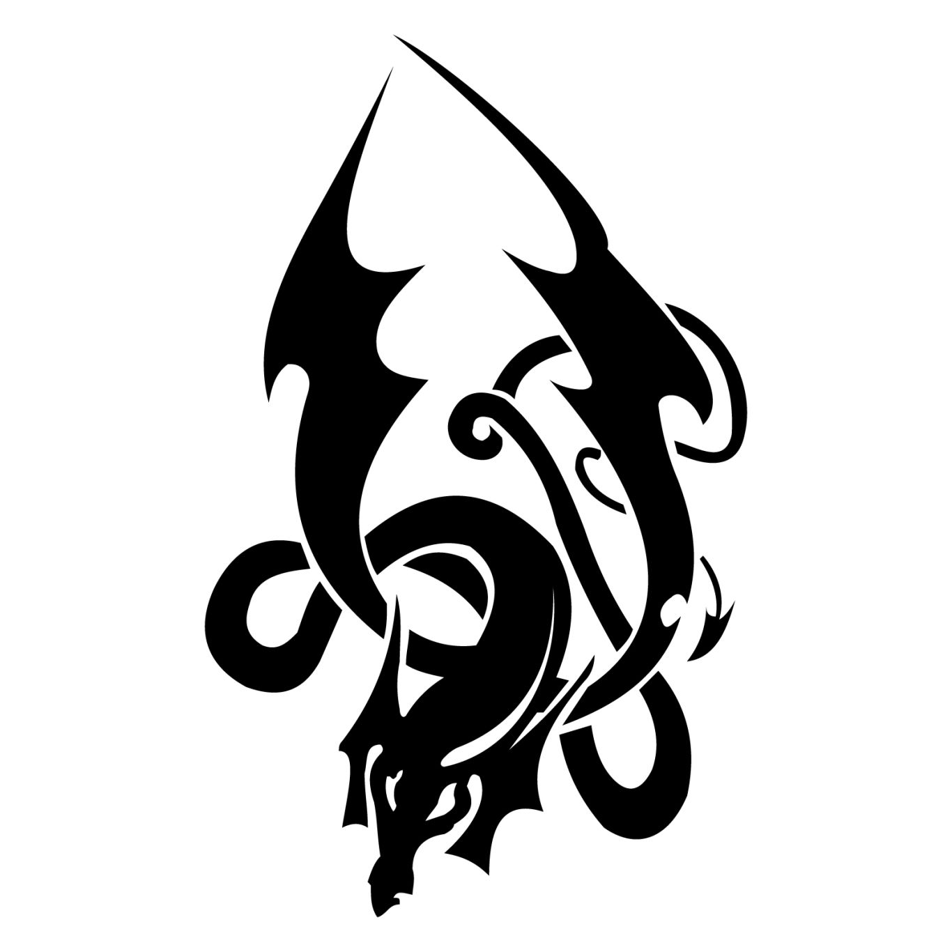 Black tattoo dragon PNG images    图片编号:982