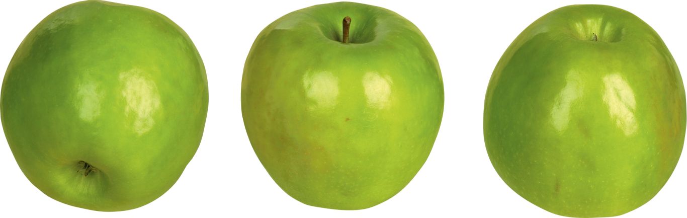 Three green apples PNG    图片编号:12479