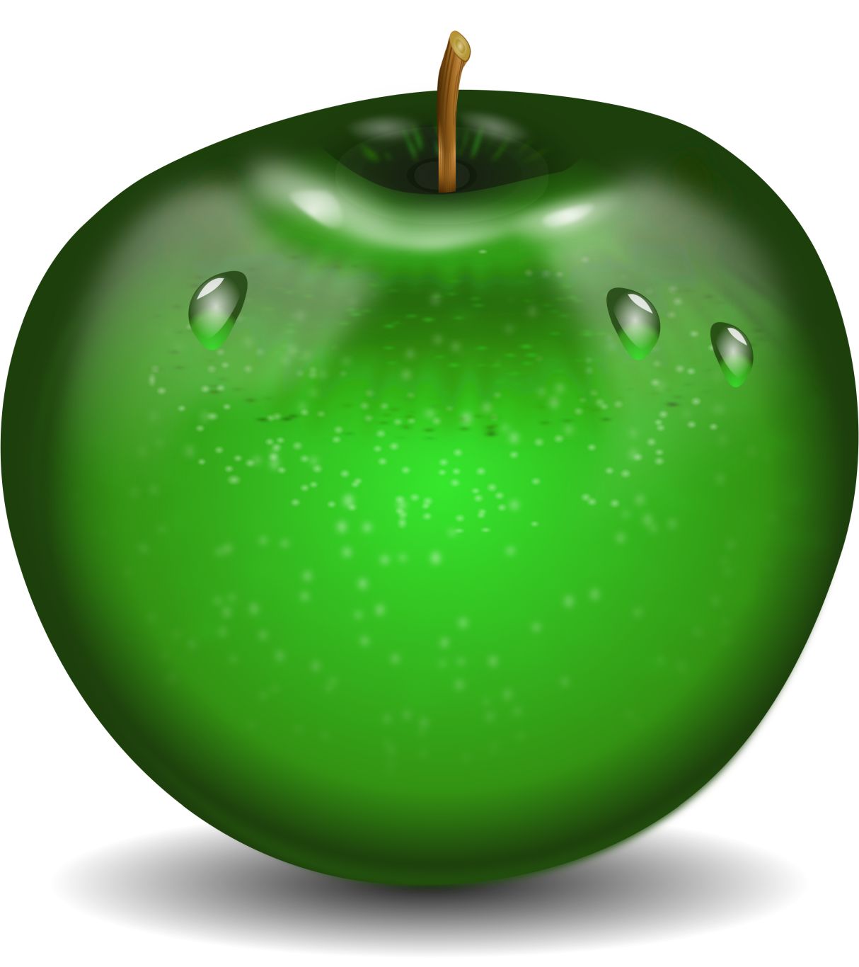 Green apple with water drops PNG    图片编号:12500