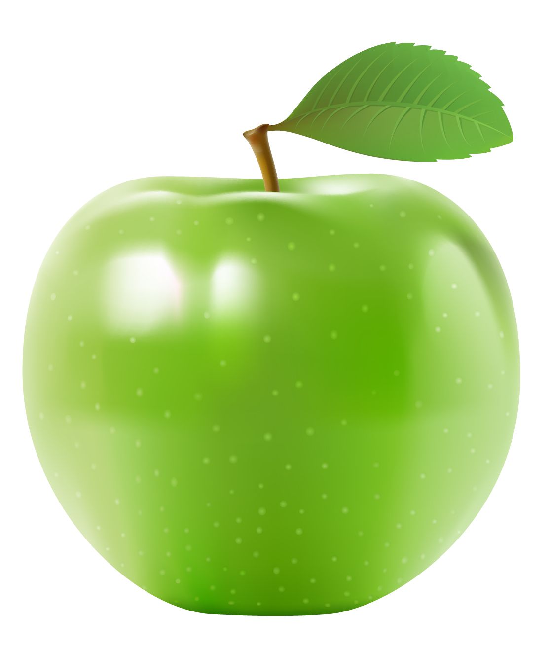 Green apple with leaf PNG    图片编号:12507