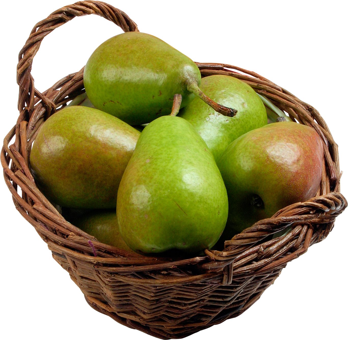 Green pears in basket PNG image    图片编号:3456