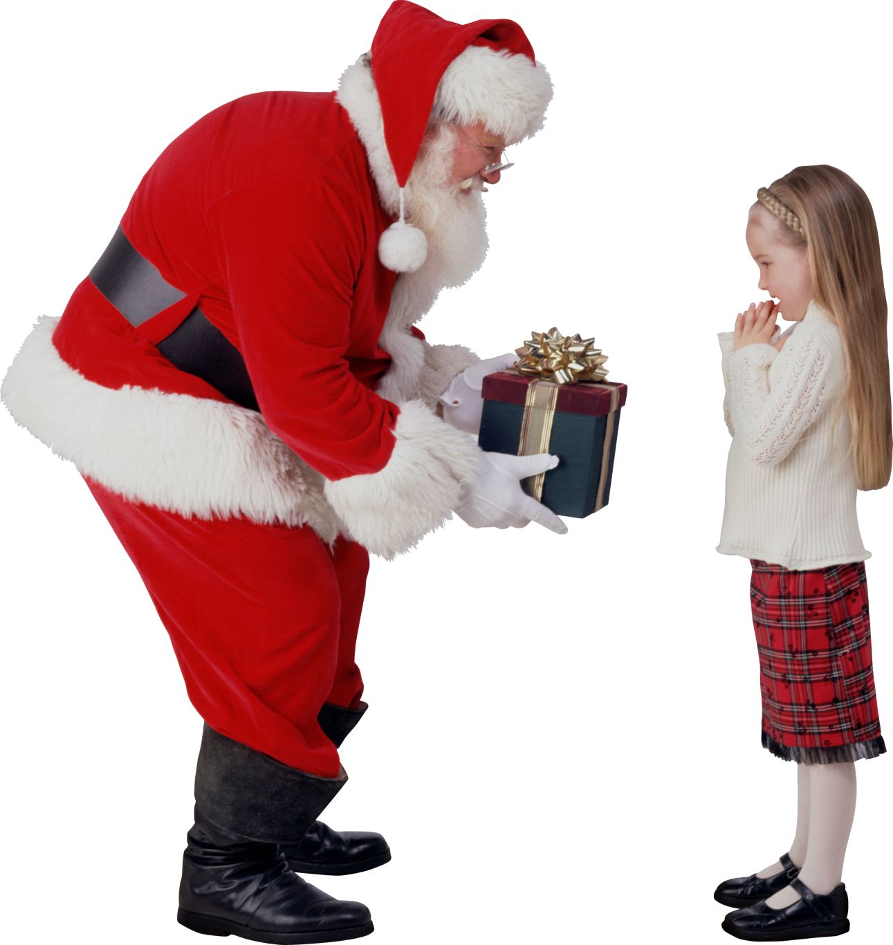 Santa Claus and girl PNG image    图片编号:9952