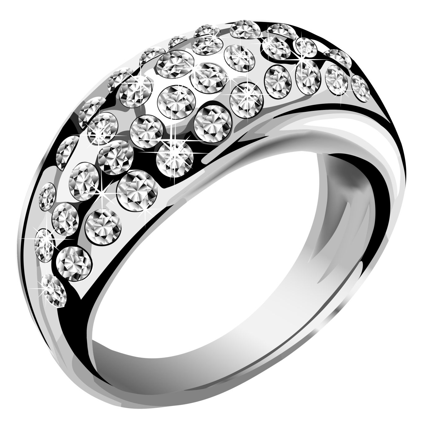 silver ring with diamonds PNG    图片编号:6795