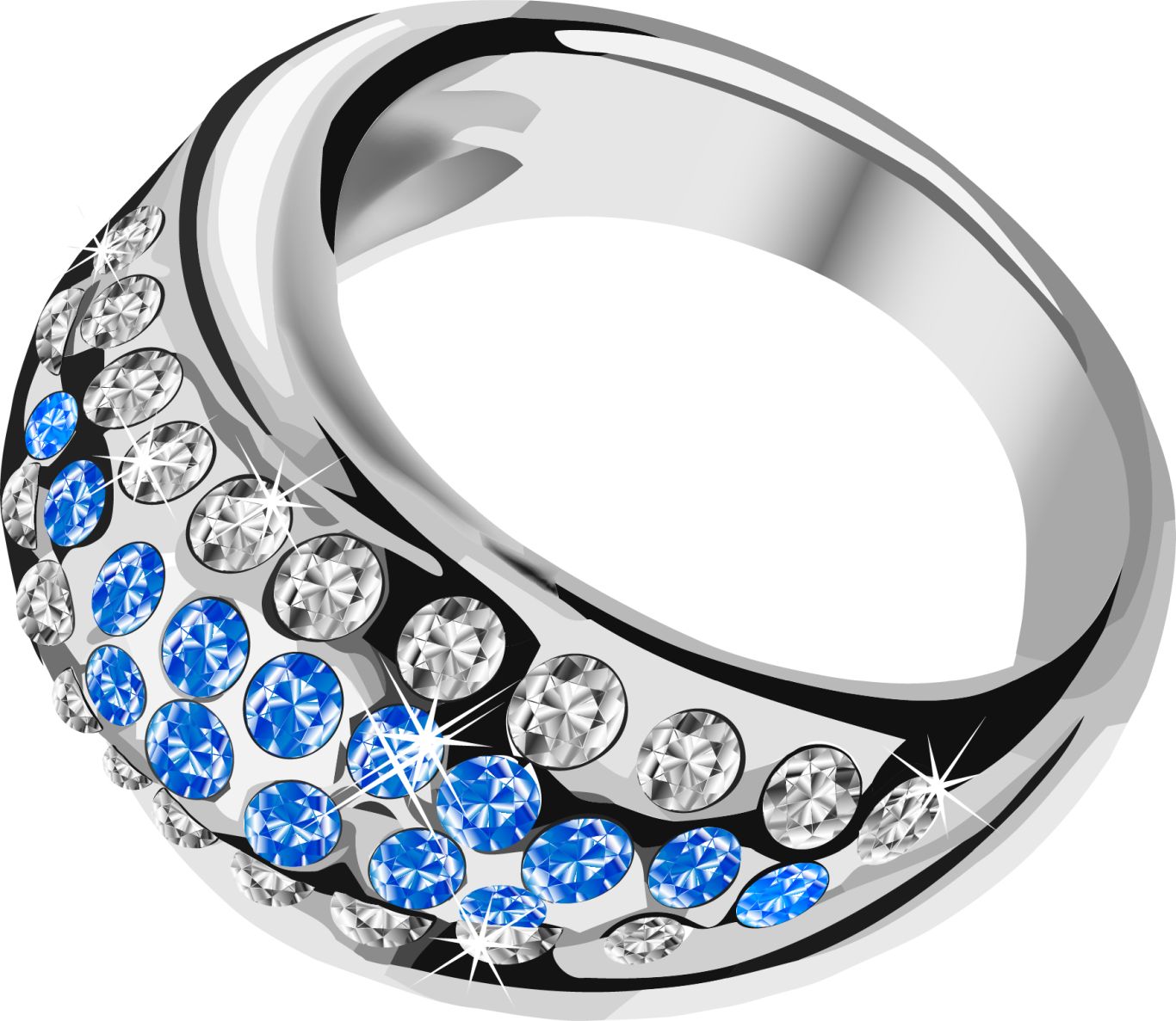 silver ring with diamonds PNG    图片编号:6832