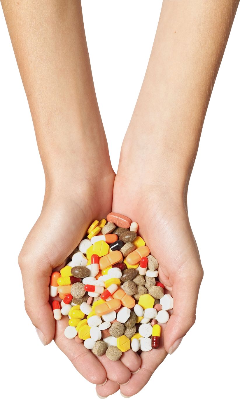 Pills, tablets in hands PNG    图片编号:99956