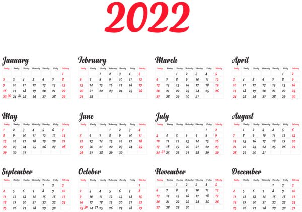 Calendar 2022 year PNG    图片编号:104338