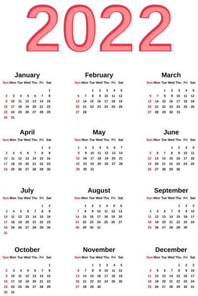 Calendar 2022 year PNG    图片编号:104355