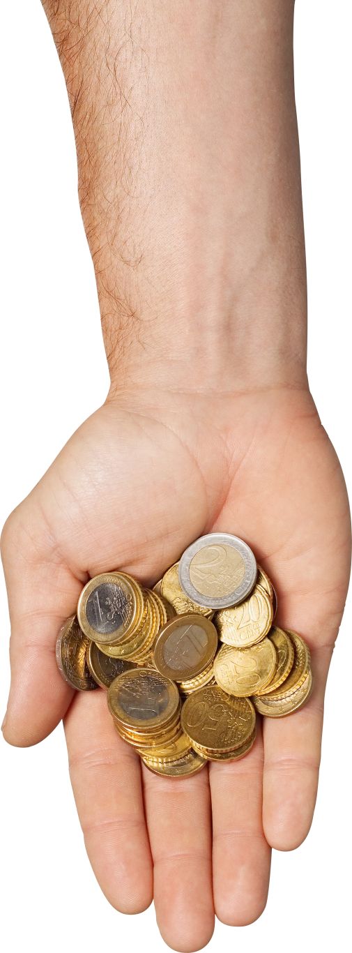 Coins in hand PNG image    图片编号:3569