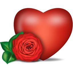 Heart and rose PNG image, free download    图片编号:682