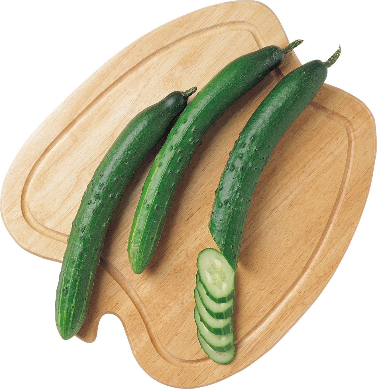 Cucumber on wooden plate PNG    图片编号:12624