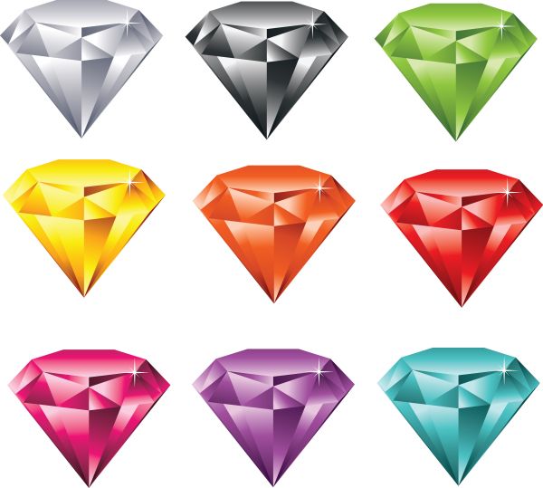 彩色钻石PNG透明元素免抠图素材 16素材网编号:6781